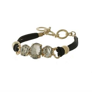 Brown Faux Leather Toggle Bracelet