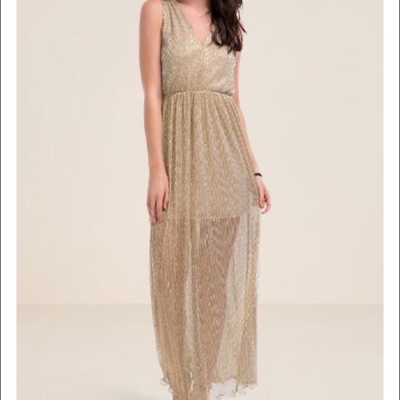Francesca's: Golden Sheer Party Dress