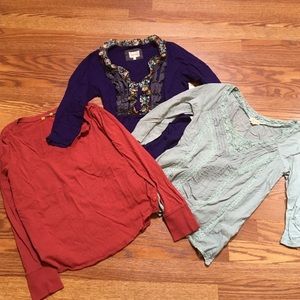 3 anthropologie soft long sleeve shirts