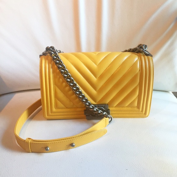 Yellow leather crossbody bag