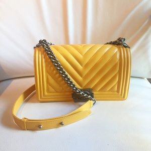 Yellow leather crossbody bag