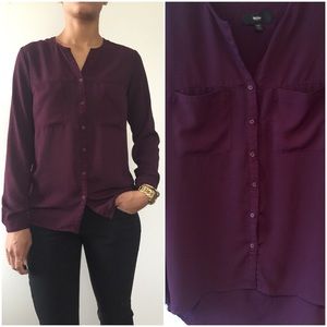 Mossino Purple Button Down Blouse