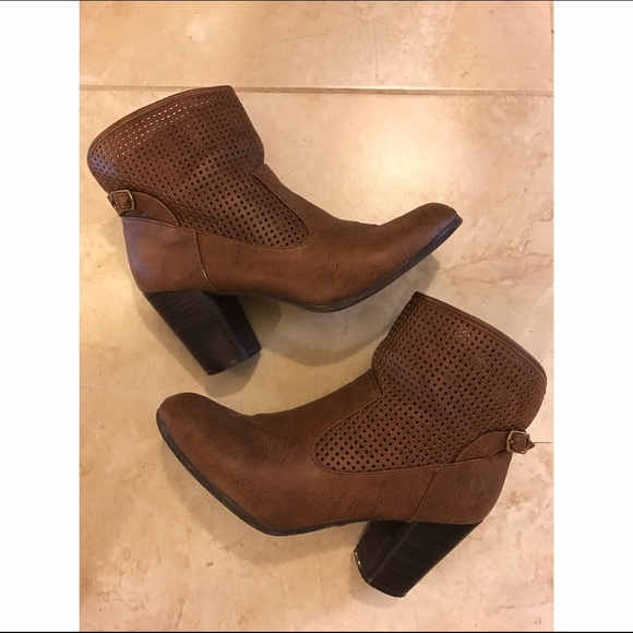 Qupid Perforated Ankle Booties