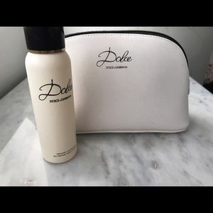Dolce & Gabbana lotion and makeup bag