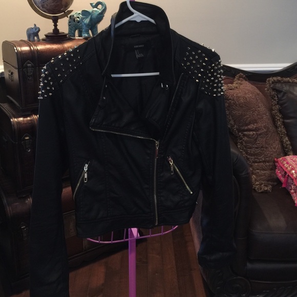 Blk beautiful gold studded motorcycle jacket.