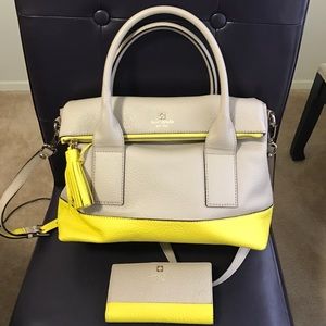 Kate Spade khaki and yellow purse and wallet