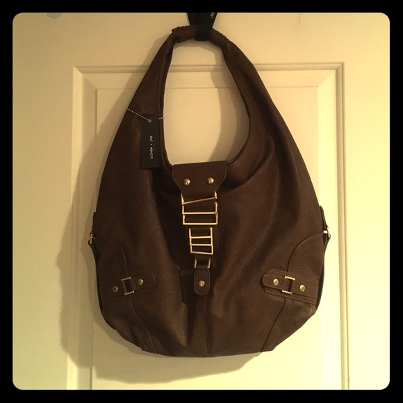 Olivia Joy pebbled brown leather purse