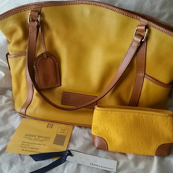Dooney & Bourke Yellow Leather Tote Handbag