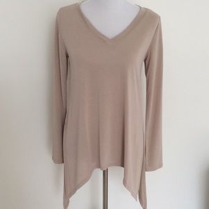 NWT Tan v-neck long sleeve shirt