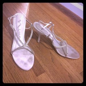 Diamond embellished strappy heels