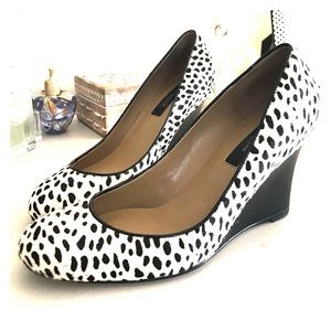 Ann Taylor Leopard Print Calf Hair Wedges 6.5