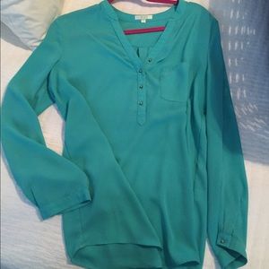 JADE aqua chiffon blouse-women's large