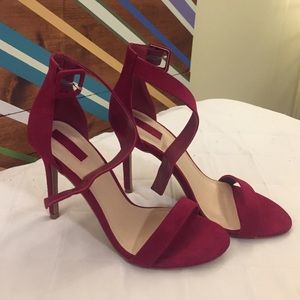 Faux suede strappy heels