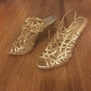 BCBG gold heels