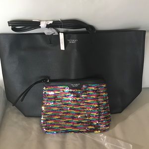 Victoria's Secret NWT TOTE & SMALL SEQUIN ZIP BAG