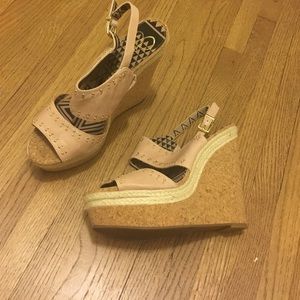 Jessica Simpson pink wedge heels