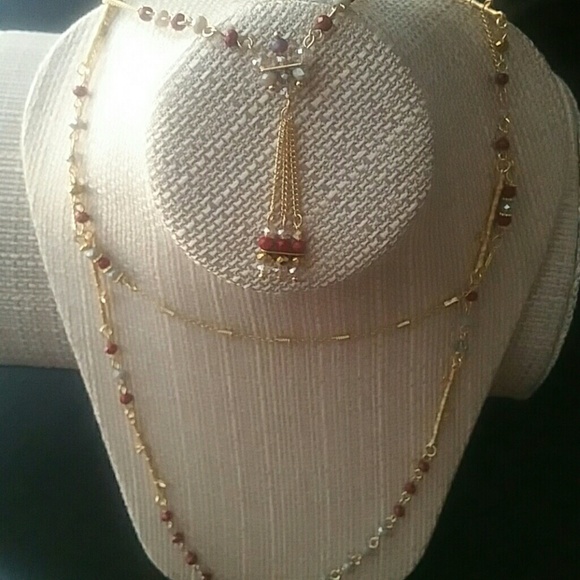 Maroon & Gray Necklace