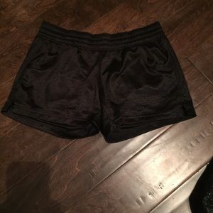 Black mesh athletic shorts