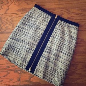 Ann Taylor metallic tweed skirt with gold zipper