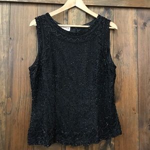 Vintage 100% silk beaded top