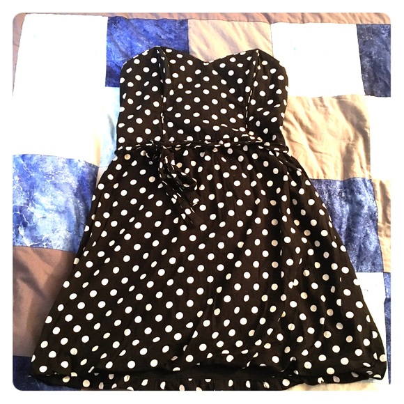 Short Strapless Polka Dot Dress
