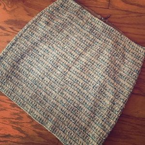 Fully lined aqua and sea foam metallic tweed skirt