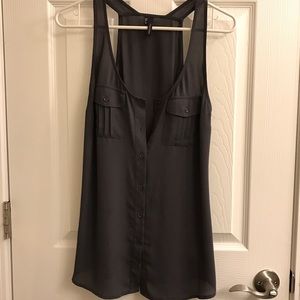 Maurice's Sheer button down dark gray tank