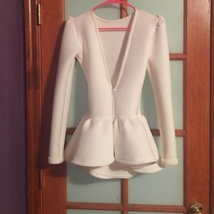 White custom made peplum blazer