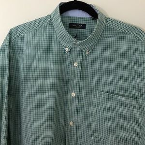 Nautica Dress Shirt green and blue Gingham