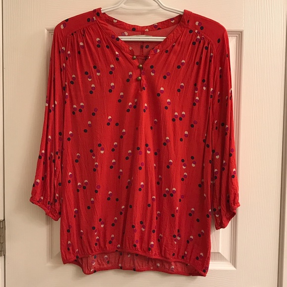 Red polka dot blouse