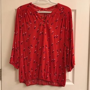 Red polka dot blouse