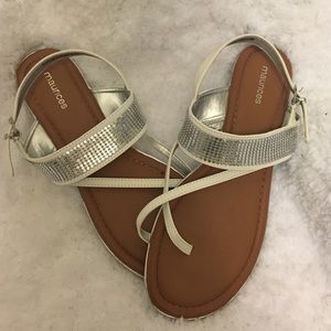 Women's Sz 9 White & Silver Sandal! Worn 1x.