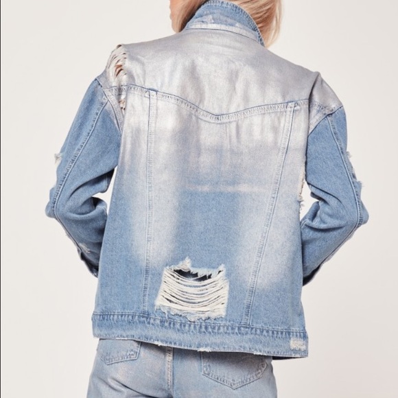 Holographic Ripped Denim Jacket - Picture 2 of 4