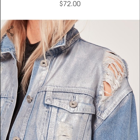 Holographic Ripped Denim Jacket - Picture 3 of 4