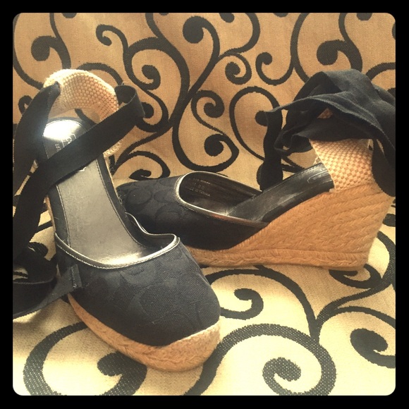 Coach lace up wedges