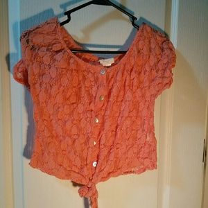 Lacy coral crop top