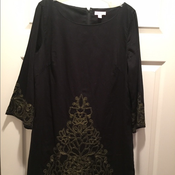 Lilly Pulitzer Black/Gold Embroidered Sheath Dress