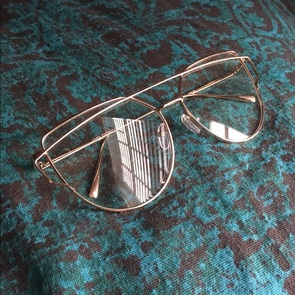 Gold frame Crossover Browbar Clear Lens Glasses