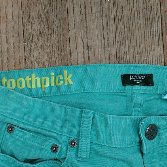J. Crew Toothpick Skinny Ankle Jeans. Dark Mint - Picture 2 of 3