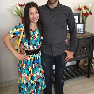 LuLaRoe XS Amelia dress, colorful pattern