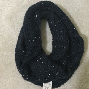 Ann Taylor navy blue and sequin infinity scarf