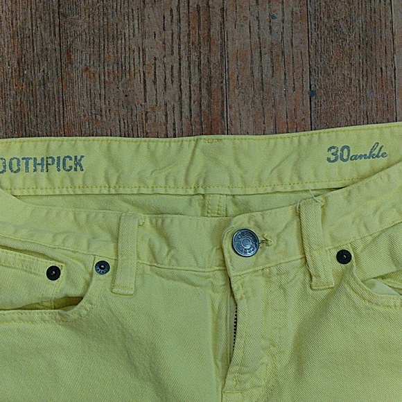 J. Crew Toothpick Skinny Ankle Jeans. Lemon Yellow - Picture 2 of 3