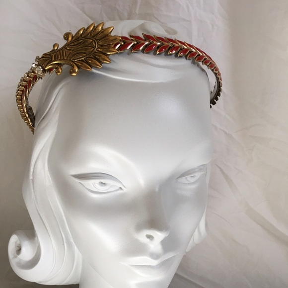 Vintage Art Deco Enamel and Rhinestone Headband