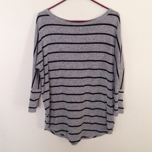 Market & Spruce Gray/Black Stripe top