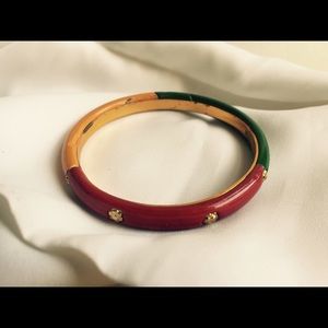 Color block bangle - red, green, yellow - vintage