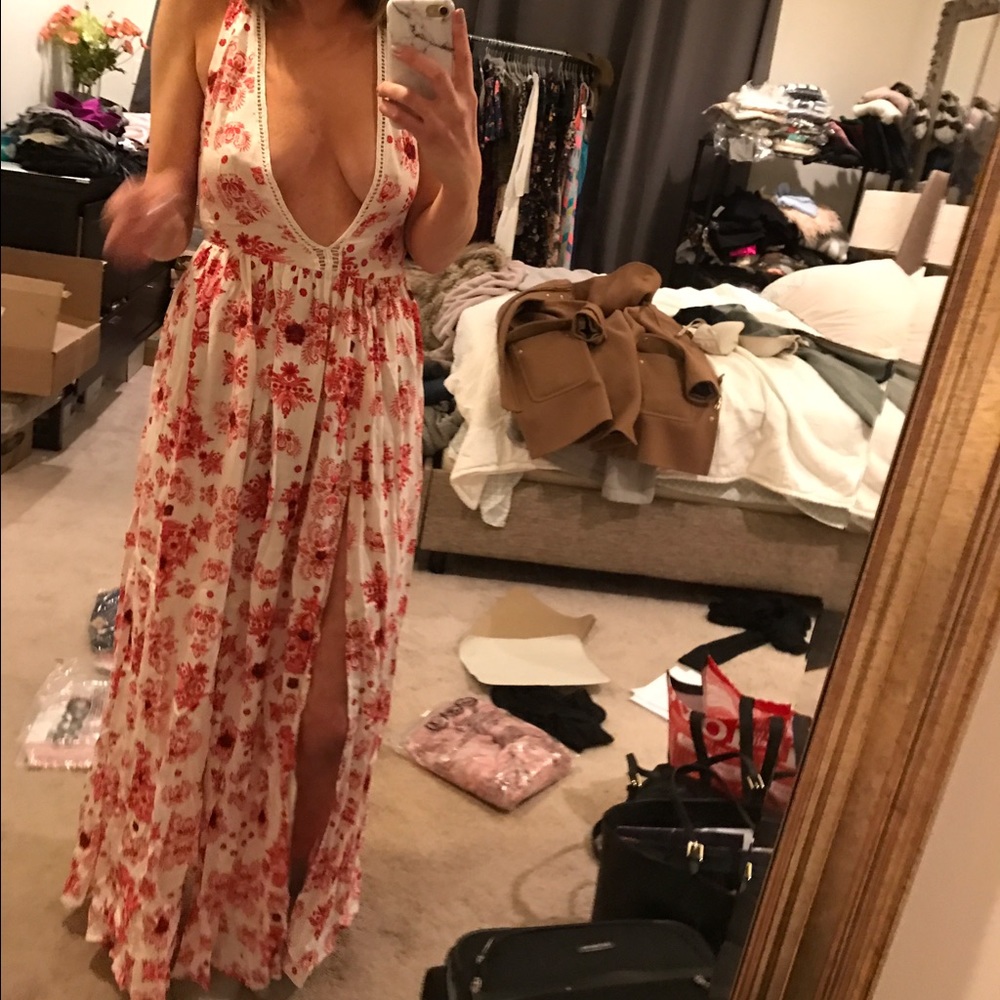 ๐ ASOS Flame Baroque Lattice Trim Maxi Dress - Picture 4 of 7
