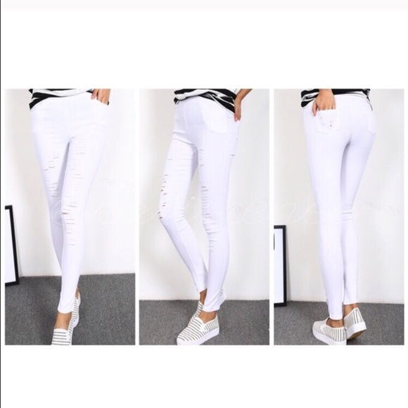 White distressed leggings - Picture 3 of 4