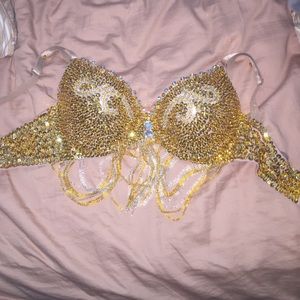 Gold rave bra