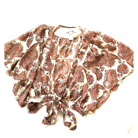 Paisley Forever 21 Crop tie Blouse