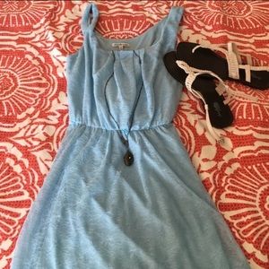 Blue lace, high-low dress